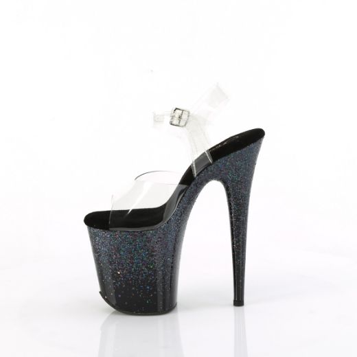Product image of Pleaser FLAMINGO-808SS Clr/Blk Multi Glitter 8 Inch Heel 4 Inch PF Ankle Strap Sandal