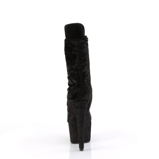 Product image of Pleaser ADORE-1045VEL Blk Velvet/Blk Velvet 7 Inch Heel 2 3/4 Inch PF Velvet Lace-Up Front Ankle Boot
