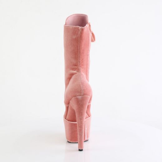 Product image of Pleaser ADORE-1045VEL Dusty Pink Velvet/M 7 Inch Heel 2 3/4 Inch PF Velvet Lace-Up Front Ankle Boot
