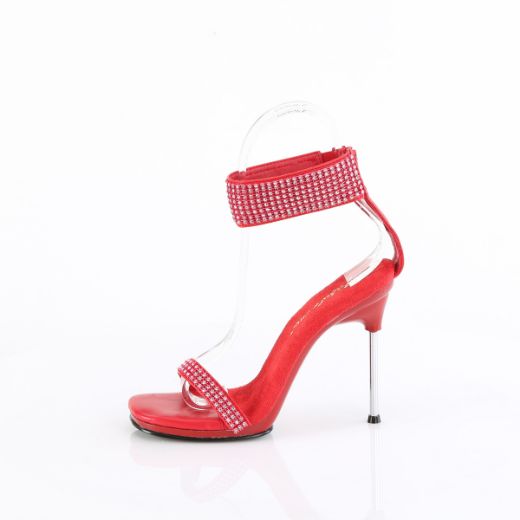 Product image of Fabulicious CHIC-40 Red Faux Leather-RS/Red 4 1/2 Inch Heel 1/4 Inch PF Ankle Strap Sandal w/RS Back Zip
