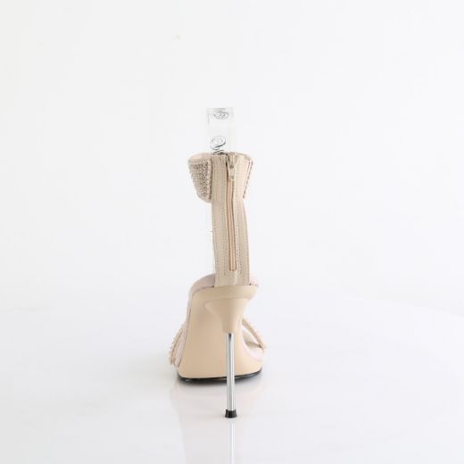 Product image of Fabulicious CHIC-40 Tan Faux Leather-RS/Tan 4 1/2 Inch Heel 1/4 Inch PF Ankle Strap Sandal w/RS Back Zip