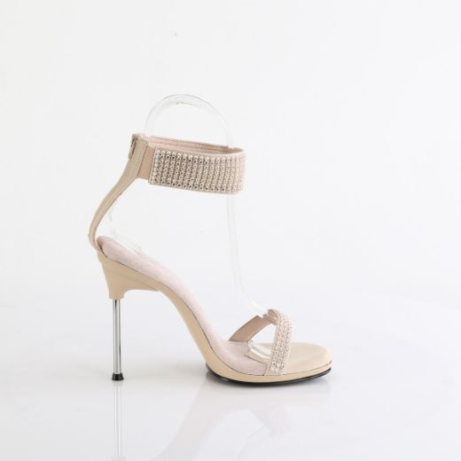 Product image of Fabulicious CHIC-40 Tan Faux Leather-RS/Tan 4 1/2 Inch Heel 1/4 Inch PF Ankle Strap Sandal w/RS Back Zip