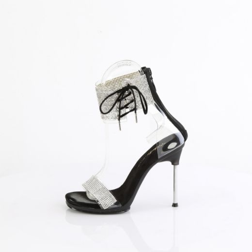 Product image of Fabulicious CHIC-47 Clr-Blk/Blk 4 1/2 Inch Heel 1/4 Inch PF Ankle Cuff Sandal w/RS Back Zip