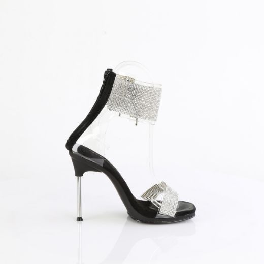 Product image of Fabulicious CHIC-47 Clr-Blk/Blk 4 1/2 Inch Heel 1/4 Inch PF Ankle Cuff Sandal w/RS Back Zip