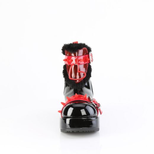 Product image of Demoniacult CUBBY-57 Blk Pat-Red PVC 2 3/4 Inch Platform Ankle Boot Inside Zip