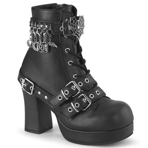 Product image of Demoniacult GOTHIKA-66 Blk Vegan Leather 3 3/4 Inch Heel 1 1/4 Inch PF Lace-Up  Mid-Calf Boot Inside Zip