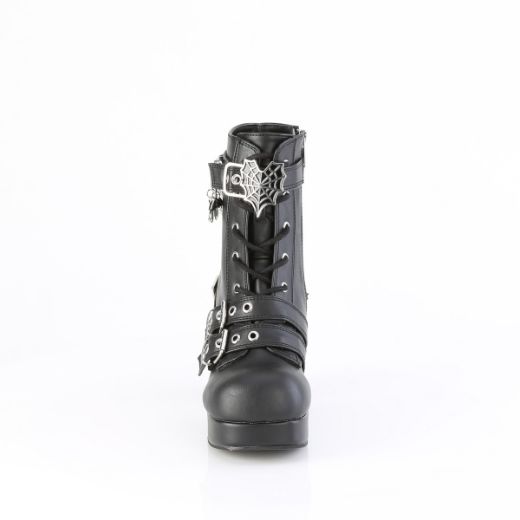 Product image of Demoniacult GOTHIKA-66 Blk Vegan Leather 3 3/4 Inch Heel 1 1/4 Inch PF Lace-Up  Mid-Calf Boot Inside Zip