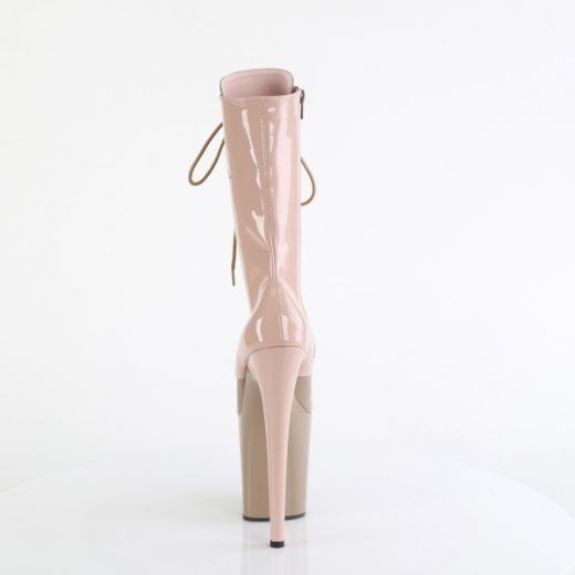 Product image of Pleaser FLAMINGO-1054DC Dusty Pink-Sand Pat/Dusty Pink-Sand 8 Inch Heel 4 Inch PF Two Tone Lace-Up Mid Calf Boot Side Zip