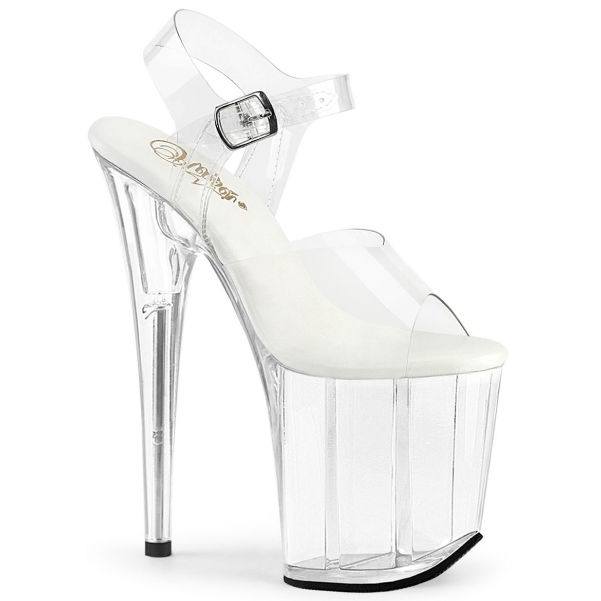 Product image of Pleaser FLAMINGO-808VL Clr/Clr 8 Inch Heel 4 Inch PF All Vegan Ankle Strap Sandal