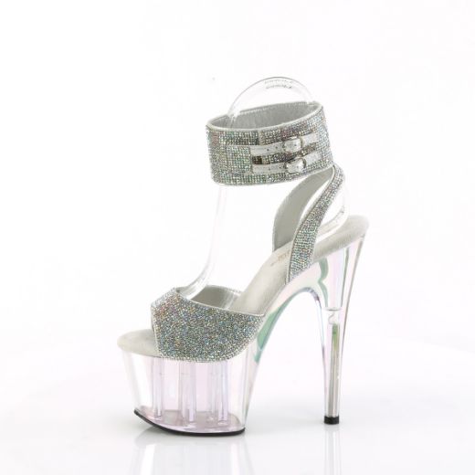 Product image of Pleaser ADORE-791HTRS Slv AB RS-TPU/Holo Tinted 7 Inch Heel 2 3/4 Inch PF Ankle Cuff Sandal w/RS