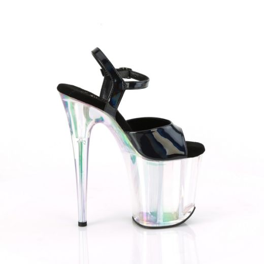 Product image of Pleaser FLAMINGO-809HT Blk Holo Pat/Holo Tinted 8 Inch Heel 4 Inch Holo Tinted PF Ankle Strap Sandal