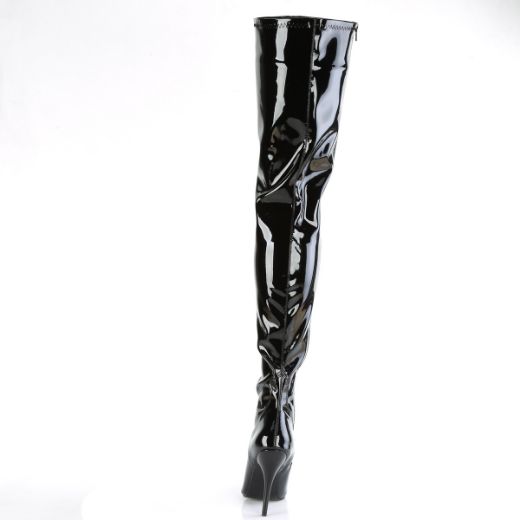 Product image of Pleaser SEDUCE-4000 Blk Str Pat 5 Inch Heel Stretch Crotch Boot Side Zip