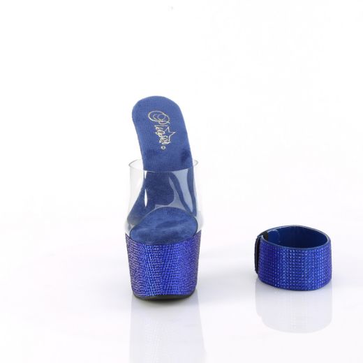 Product image of Pleaser BEJEWELED-712RS Clr/Royal Blue RS 7 Inch Heel 2 3/4 Inch PF RS Embellished Slide w/Matching Cuff