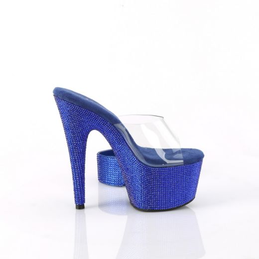 Product image of Pleaser BEJEWELED-712RS Clr/Royal Blue RS 7 Inch Heel 2 3/4 Inch PF RS Embellished Slide w/Matching Cuff