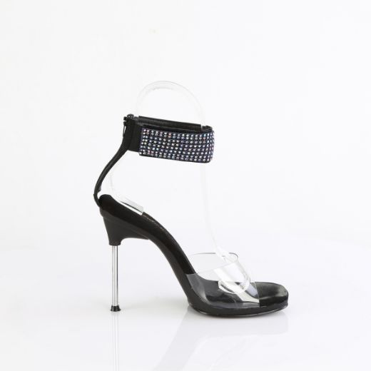 Product image of Fabulicious CHIC-42 Clr-Blk Faux Leather-AB RS/Blk 4 1/2 Inch Heel 1/4 Inch PF Ankle Strap Sandal w/RS Back Zip