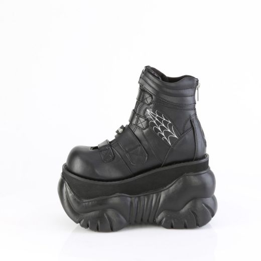 Product image of Demoniacult BOXER-70 Blk Vegan Leather 3 Inch PF Ankle Boot Back Zip