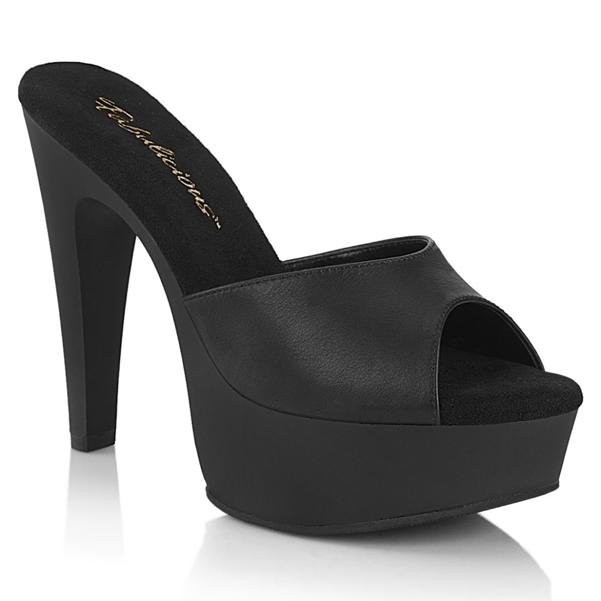 Product image of Fabulicious MARTINI-501 Blk Faux Leather/Blk Matte 5 Inch Heel 1 3/4 Inch PF Slide