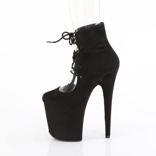 Product image of Pleaser FLAMINGO-800-22 Blk Faux Suede/Blk Faux Suede 8 Inch Heel 4 Inch PF Lace-Up Front Bootie