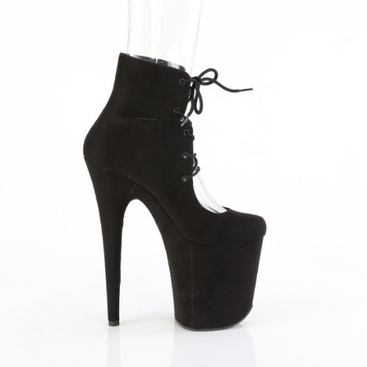 Product image of Pleaser FLAMINGO-800-22 Blk Faux Suede/Blk Faux Suede 8 Inch Heel 4 Inch PF Lace-Up Front Bootie