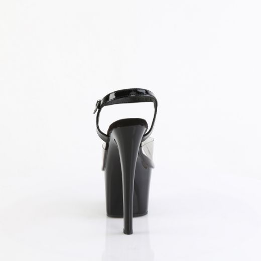 Product image of Pleaser SKY-308-1 Smoke-Blk/Blk 7 Inch Heel 2 3/4 Inch PF Ankle Strap Sandal