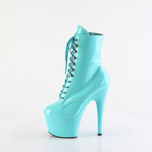 Product image of Pleaser ADORE-1020 Aqua Pat/Aqua 7 Inch Heel 2 3/4 Inch PF Lace-Up Front Ankle Boot Side Zip