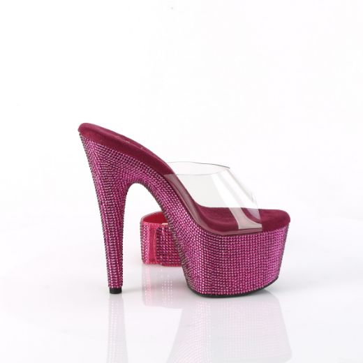 Product image of Pleaser BEJEWELED-712RS Clr/Fuchsia RS 7 Inch Heel 2 3/4 Inch PF RS Embellished Slide w/Matching Cuff