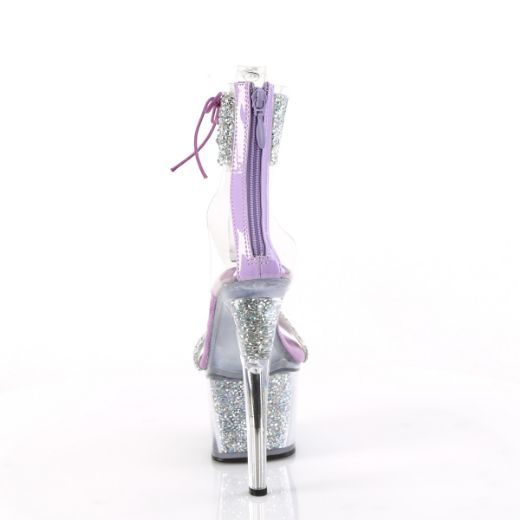 Product image of Pleaser SKY-327RSI Slv Multi RS-Lavender/Slv RS 7 Inch Heel 2 3/4 Inch PF Ankle Cuff Sandal w/RS Back Zip