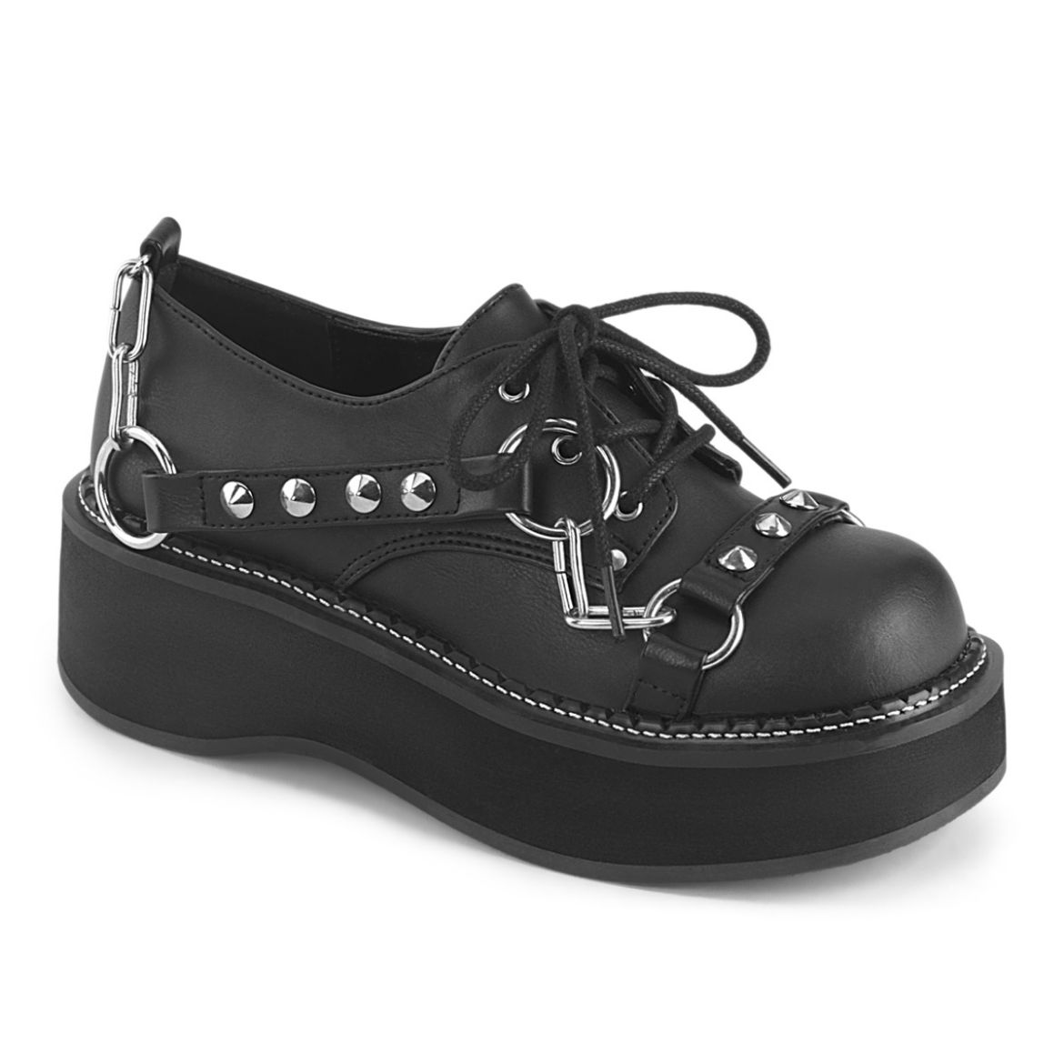 Product image of Demoniacult EMILY-32 Blk Vegan Leather 2 Inch Platform Lace-Up Oxford Shoe