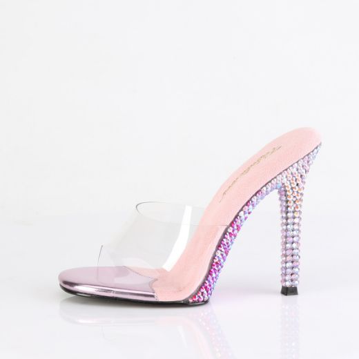 Product image of Fabulicious GALA-01DMM Clr/B. Pink Multi RS 4 1/2 Inch Heel Slide w/ Two Tone RS