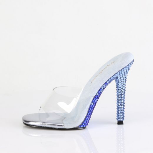 Product image of Fabulicious GALA-01DMM Clr/B. Blue Multi RS 4 1/2 Inch Heel Slide w/ Two Tone RS