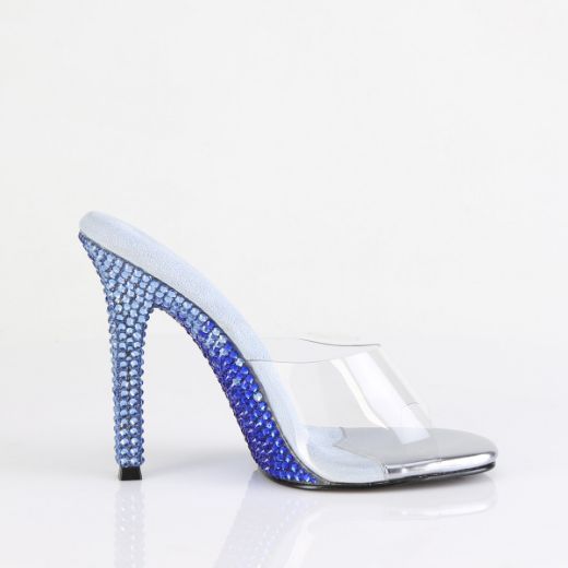 Product image of Fabulicious GALA-01DMM Clr/B. Blue Multi RS 4 1/2 Inch Heel Slide w/ Two Tone RS