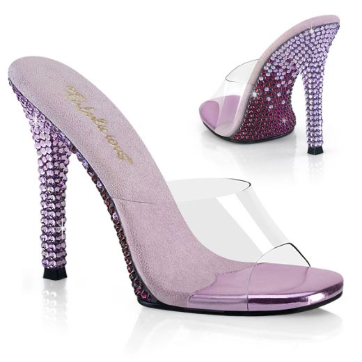 Product image of Fabulicious GALA-01DMM Clr/Lavender Multi RS 4 1/2 Inch Heel Slide w/ Two Tone RS