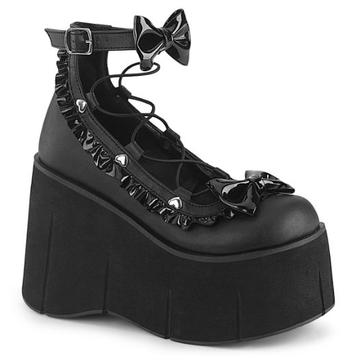 Product image of Demoniacult KERA-18 Blk Vegan Leather 4 1/2 Inch Platform Wrap Around Ankle Shoe