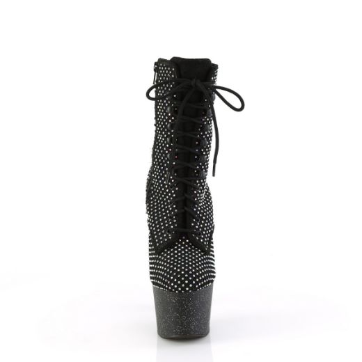Product image of Pleaser ADORE-1020RM Blk Faux Suede-RS Mesh/Blk Matte 7 Inch Heel 2 3/4 Inch PF Lace-Up RS Mesh Ankle Boot Side Zip
