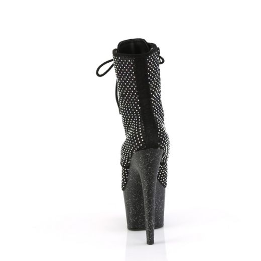 Product image of Pleaser ADORE-1020RM Blk Faux Suede-RS Mesh/Blk Matte 7 Inch Heel 2 3/4 Inch PF Lace-Up RS Mesh Ankle Boot Side Zip