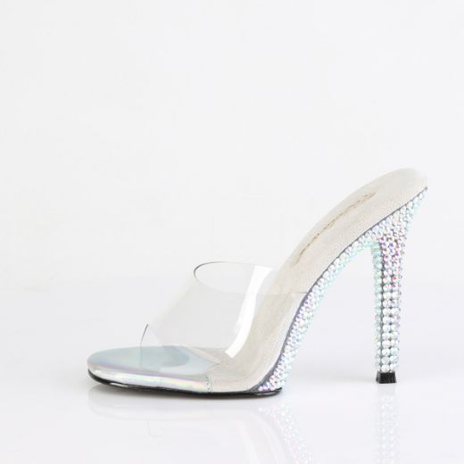 Product image of Fabulicious GALA-01DML Clr/Slv AB RS 4 1/2 Inch Heel Slide w/Large (4MM) RS