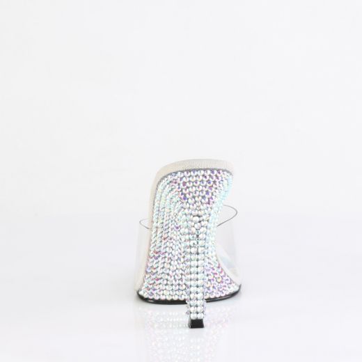 Product image of Fabulicious GALA-01DML Clr/Slv AB RS 4 1/2 Inch Heel Slide w/Large (4MM) RS