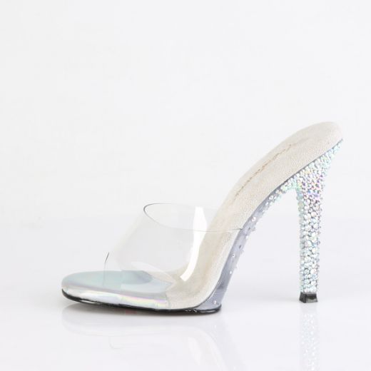 Product image of Fabulicious GALA-01DSP Clr/Slv AB RS 4 1/2 Inch Heel Slide w/RS
