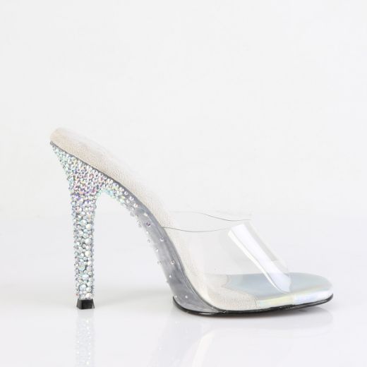 Product image of Fabulicious GALA-01DSP Clr/Slv AB RS 4 1/2 Inch Heel Slide w/RS