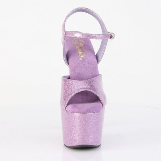 Product image of Pleaser ADORE-709GP Lilac Glitter Pat/M 7 Inch Heel 2 3/4 Inch PF Ankle Strap Sandal