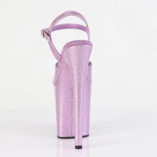 Product image of Pleaser FLAMINGO-809GP Lilac Glitter Pat/M 8 Inch Heel 4 Inch PF Ankle Strap Sandal