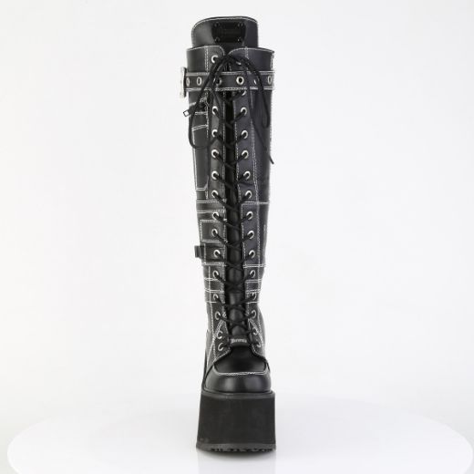 Product image of Demoniacult SWING-260 Blk Vegan Leather 5 1/2 Inch PF Lace-Up Knee High Boot Side Zip