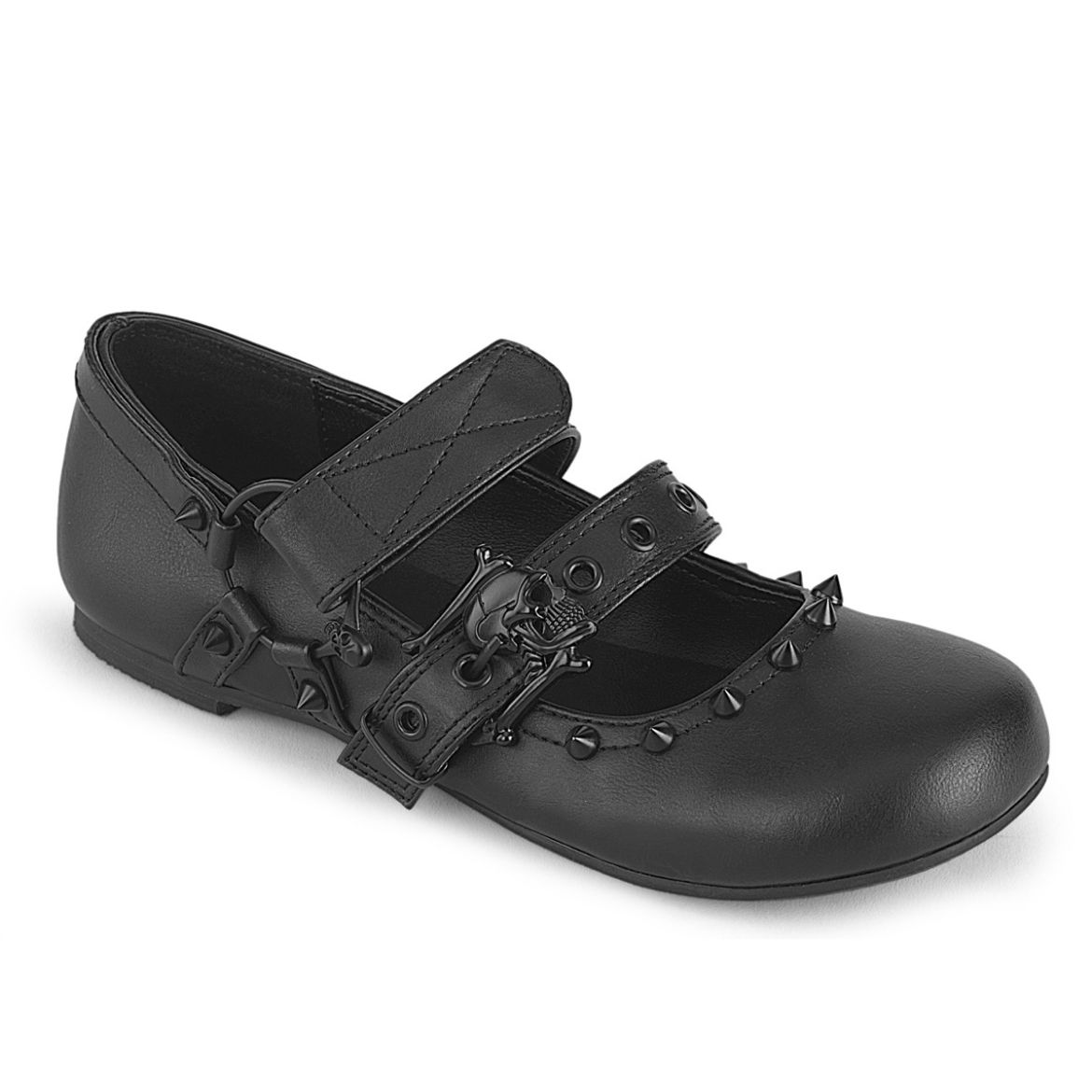 Product image of Demoniacult DAISY-08 Blk Vegan Leather Ballet Flat Double Strap Mary Jane