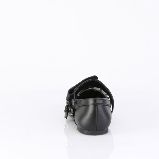 Product image of Demoniacult DAISY-08 Blk Vegan Leather Ballet Flat Double Strap Mary Jane