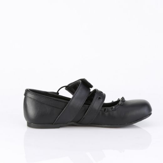 Product image of Demoniacult DAISY-08 Blk Vegan Leather Ballet Flat Double Strap Mary Jane