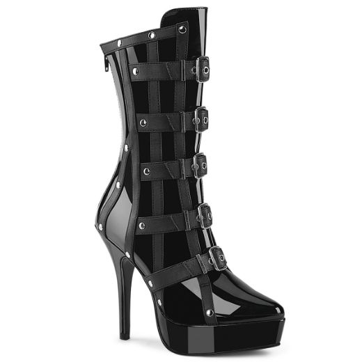 Product image of Devious INDULGE-1038 Blk Pat 5 1/4 Inch Ankle Boot Inside Zip