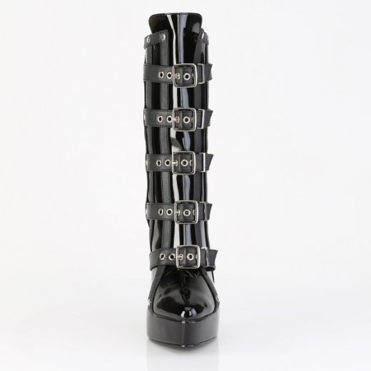 Product image of Devious INDULGE-1038 Blk Pat 5 1/4 Inch Ankle Boot Inside Zip