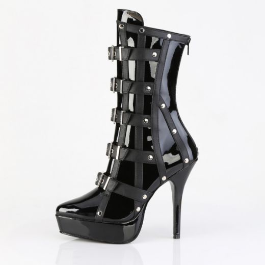 Product image of Devious INDULGE-1038 Blk Pat 5 1/4 Inch Ankle Boot Inside Zip