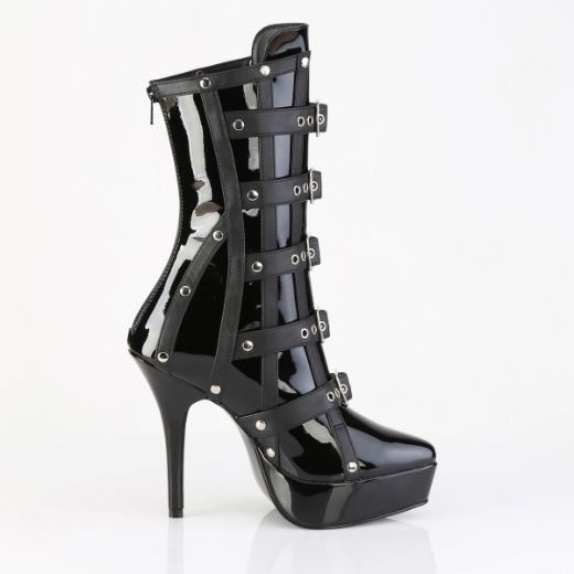 Product image of Devious INDULGE-1038 Blk Pat 5 1/4 Inch Ankle Boot Inside Zip