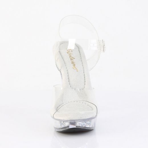 Product image of Fabulicious COCKTAIL-508RSI Clr/Clr-Slv AB RS 5 Inch Heel 1 Inch PF Ankle Strap Sandal w/RS Inserts